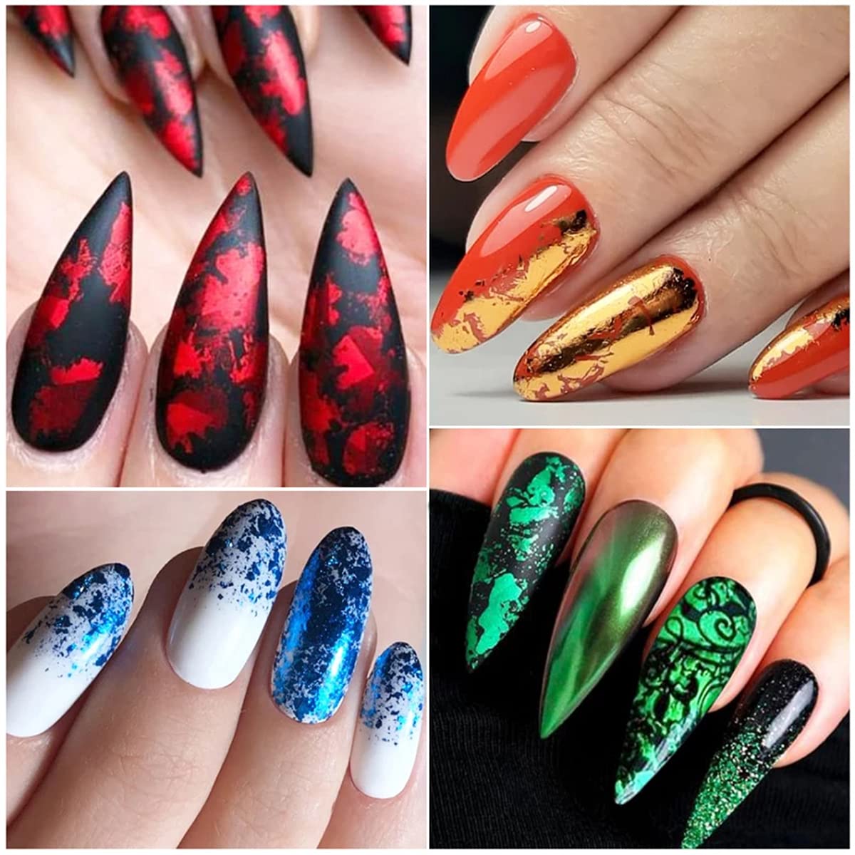 14 Colors Metallic Nail Foil Transfer Stickers Nail Art Accessories Holographic Effect Nail Foils Supply Gold Silver Matte Transfer Foils Nail Decals for Women Girls Manicure Tips Decoration