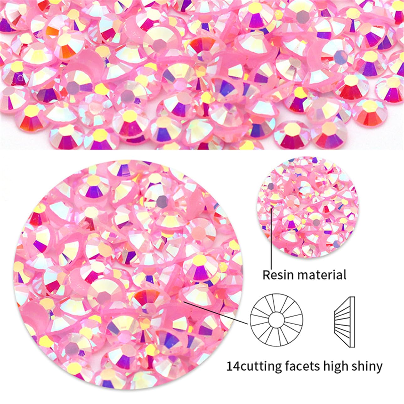 1440 Pcs SS20 5mm Flatback Rhinestones for Nails Art Crafts Glitter Round Shine Gems AB Crystals DIY Clothes Shoes (Dark Purple AB)