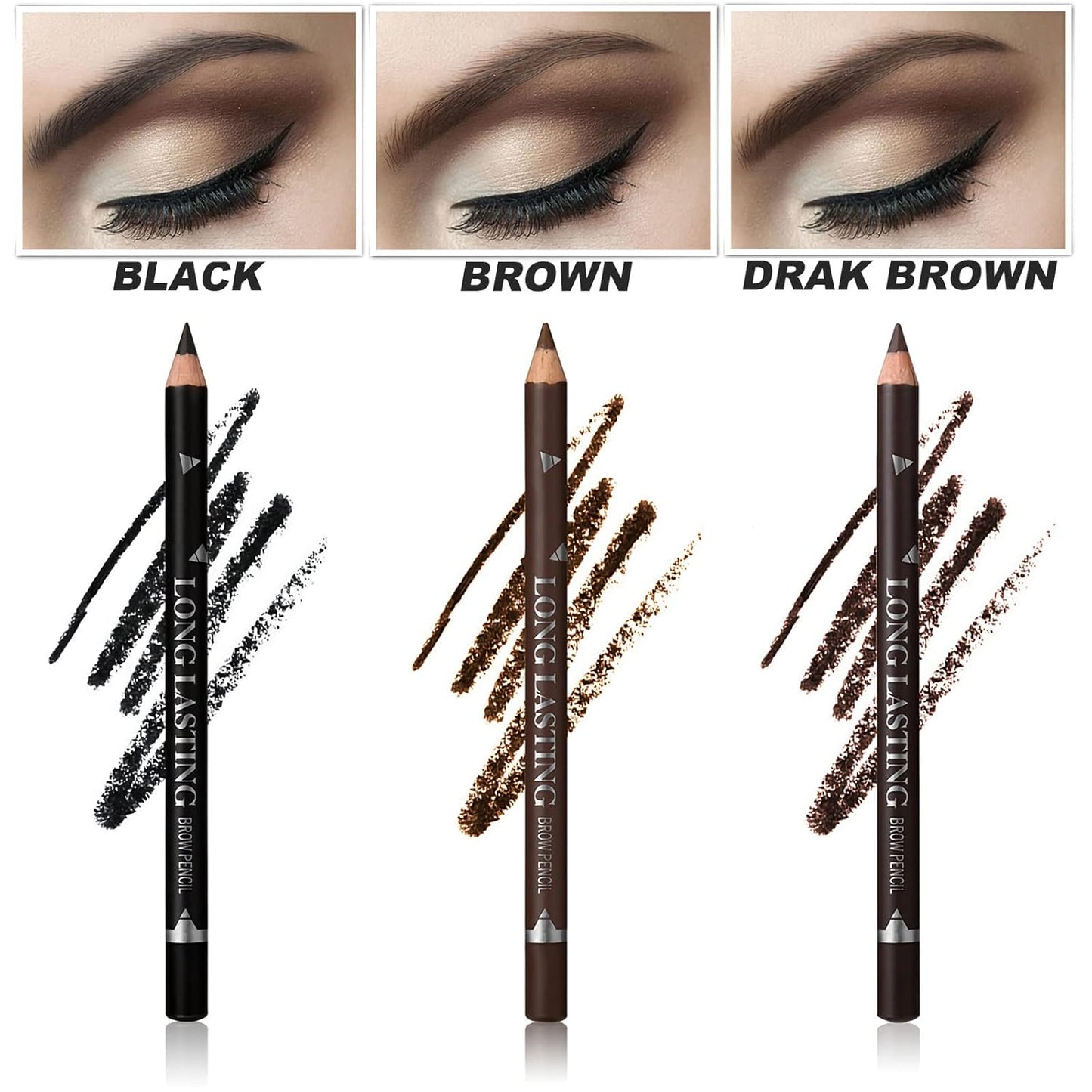 12 Pcs Brown Eyebrow Pencil Eyeliner Makeup,Soft Textured,Easy to Color,Long Lasting,Waterproof Eyebrow Pen for Fills in Sparse Areas and Gaps,Create a Natural Eye Brow