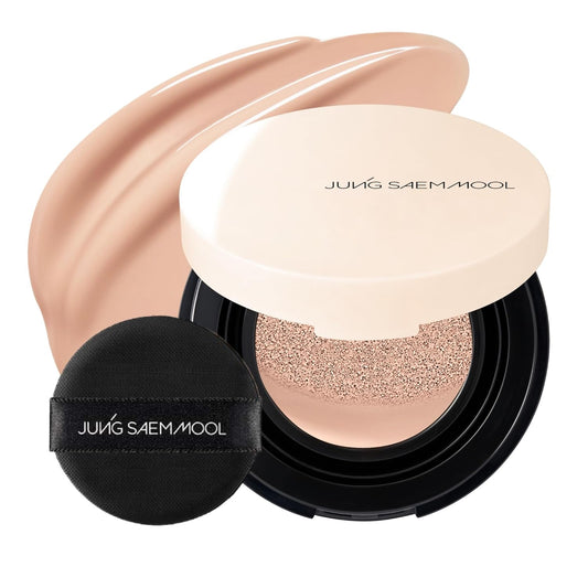JUNG SAEM MOOL Essential Skin Nuder Cushion Mini 22C Petal Light 0.17 Fl Oz, Natural Radiant Finish Cushion Foundation with Buildable Coverage, Lightweight Texture, Korean Foundation Makeup