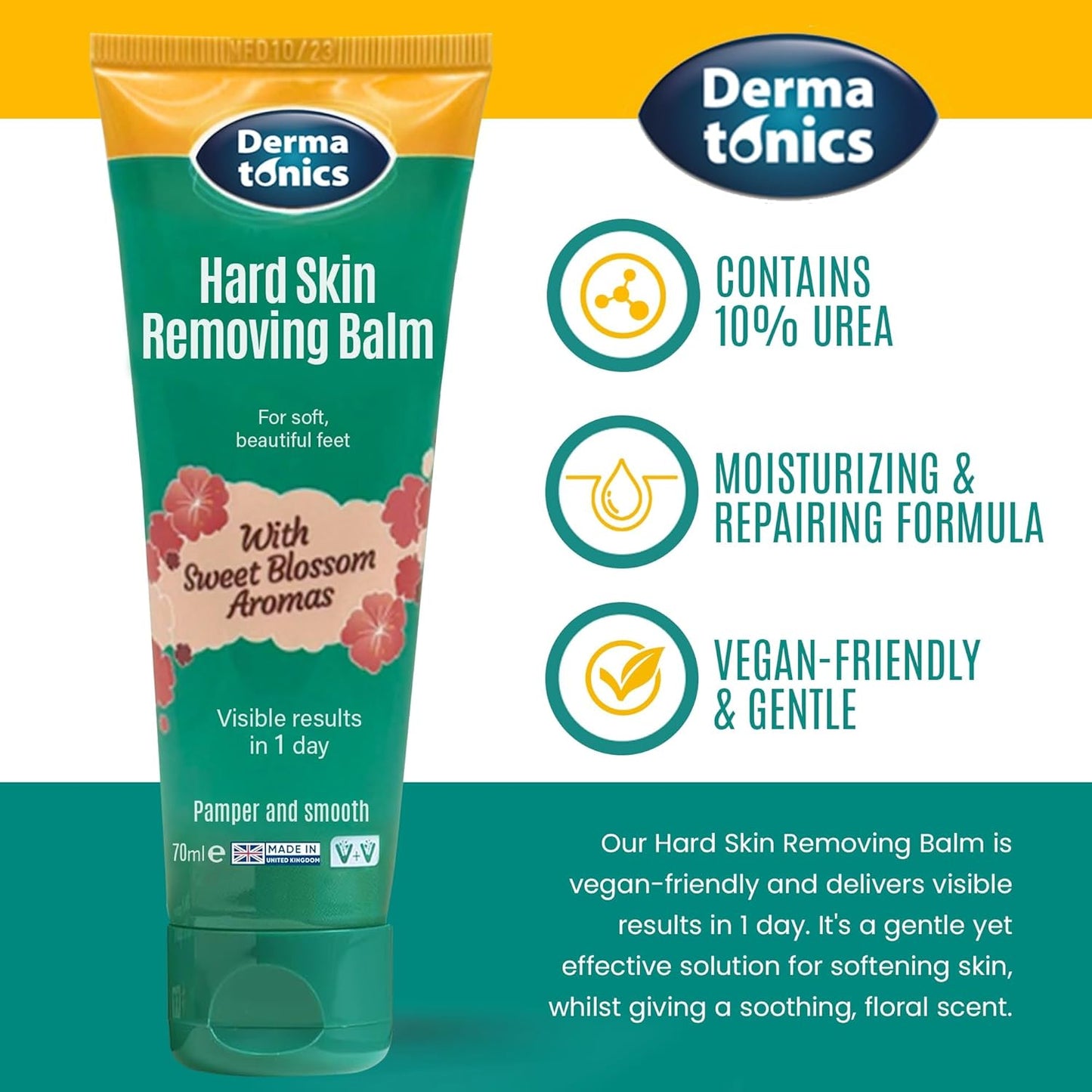 10% Urea Callus Removing Cream – Removes Hard Skin, Moisturizes and Rehydrates Racked, Rough, Dead and Dry Skin – for Feet, Elbows, and Hands, 2.37 fl oz. Tube, 3 Pack