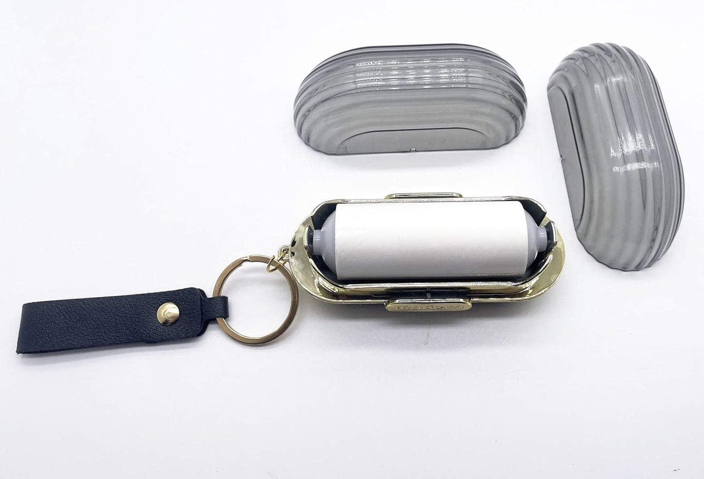 Handy Double-Sided Travel Lint Roller with Hand Strap, 7-Fill Luxury Clothing Bag Dust Fluff Adhesive Reusable Mini Extra Adhesive Dog Cat Pet Adhesive, Small Pocket Reusable Lint (Gray)