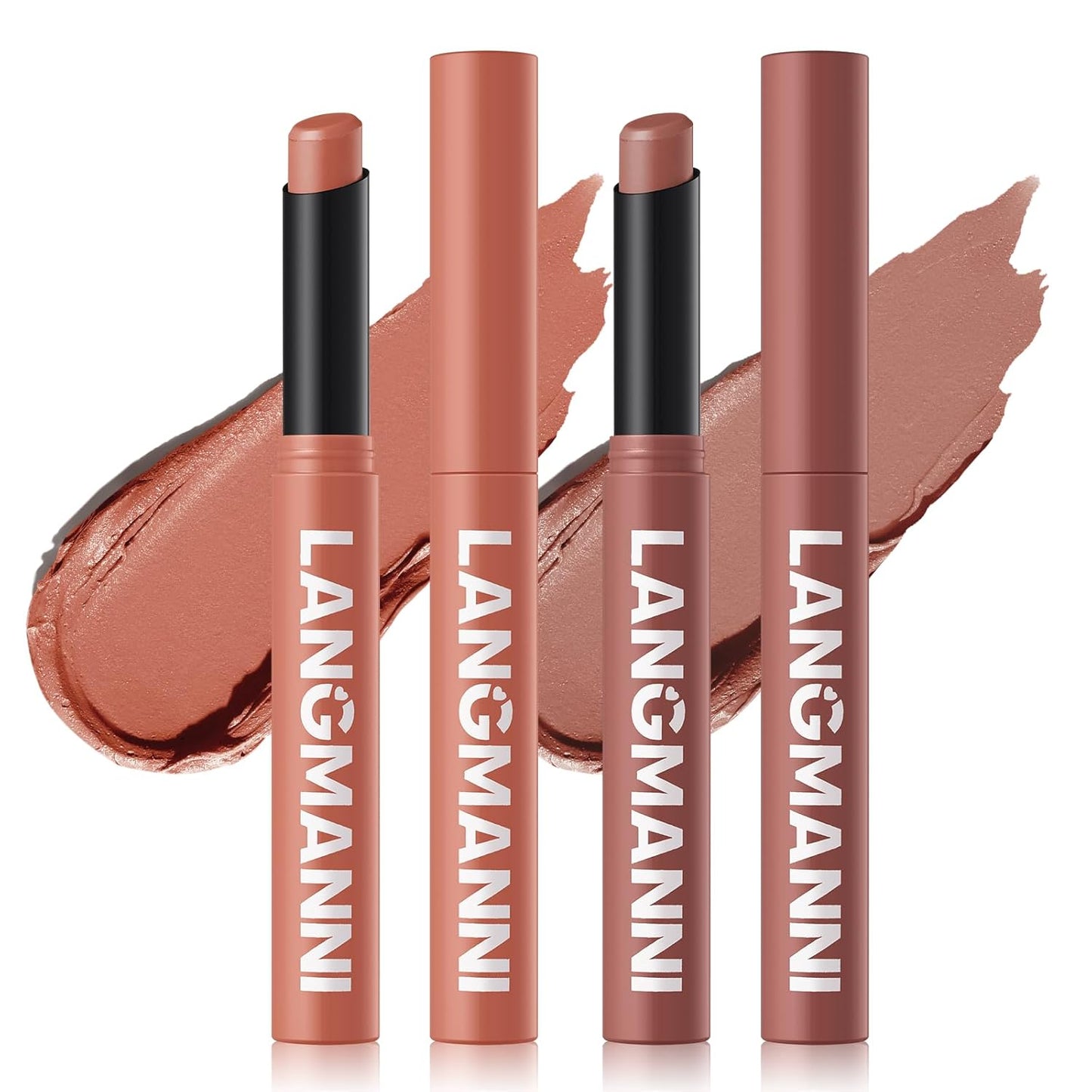 Jolilab 2Pcs Velvet Matte Lipstick Nude Matte Soft Dark Color Stick High Pigmented Long-Lasting Waterproof Lip Stick Lip Balm Beauty Cosmetics Gift for Girls and Women(05#+06#