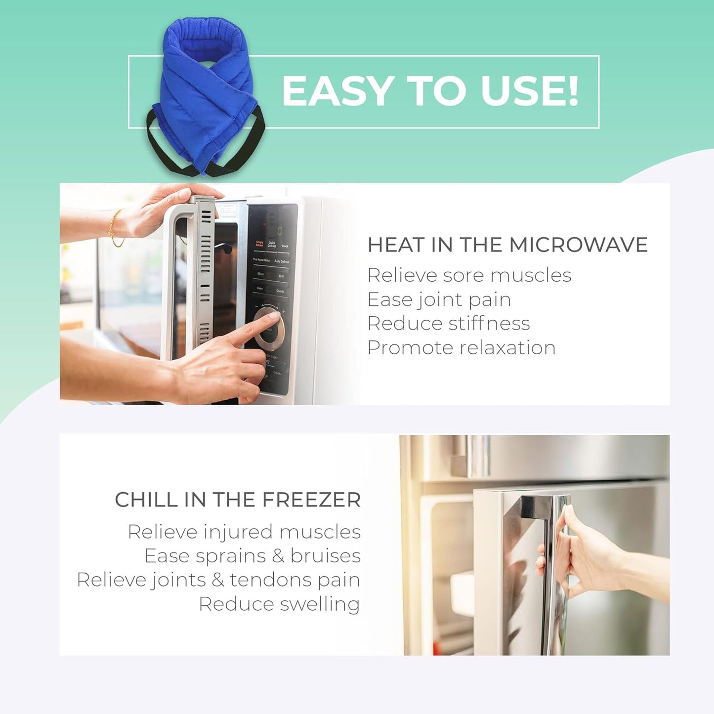 Microwavable Heating Pads for Lower Back, Neck, and Shoulder Pain Relief - Moist Microwave Heating Pad for Muscles and Joints - Microwave Hot Pack Heat Pad for Cramps (Multi Blue, 1)