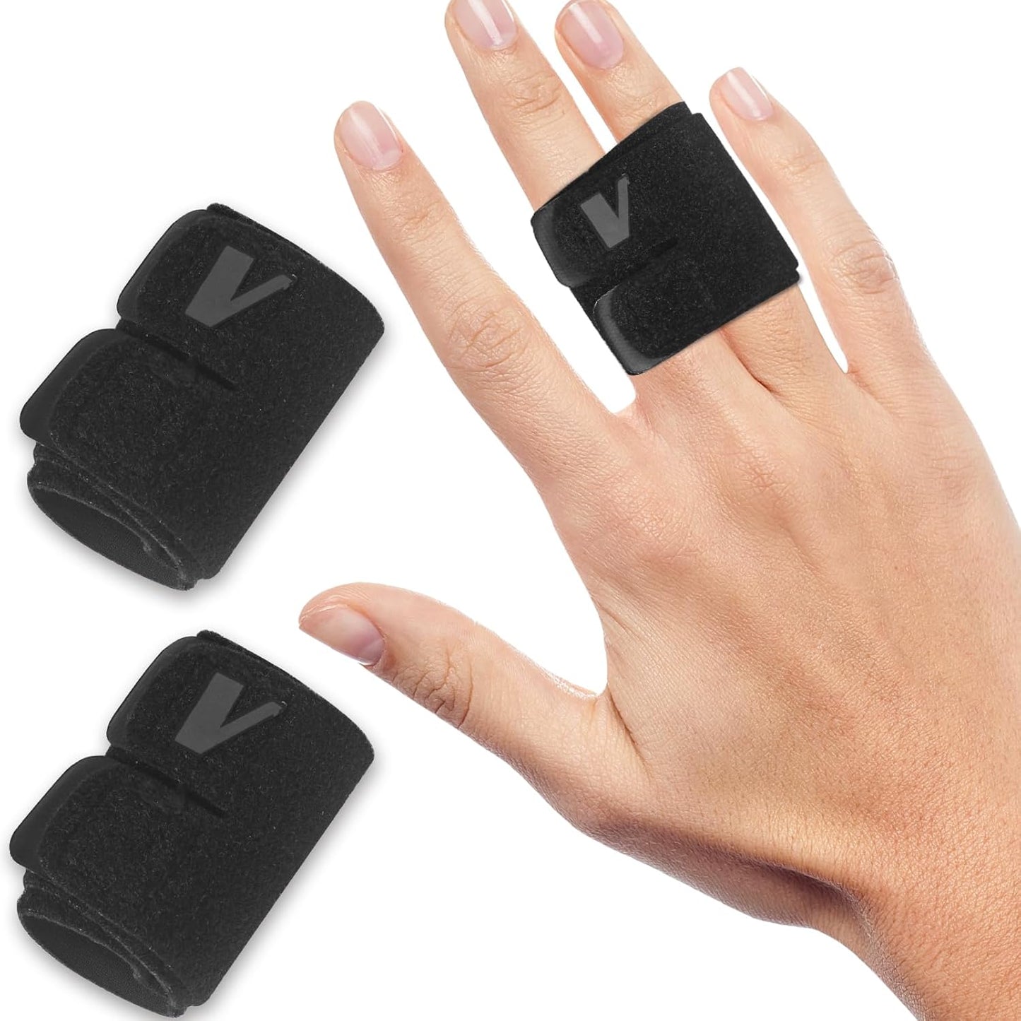 Finger Splint (No Metal Support), 2PCS Lightweight OK Cloth Finger Buddy Straps/Wraps for Arthritis, Tendonitis & Pain Relief, Adjustable Tape & Compression for Sports Injury Relief (Basketball, Tennis, Volleyball, Badminton, Golf) – Double Design - L
