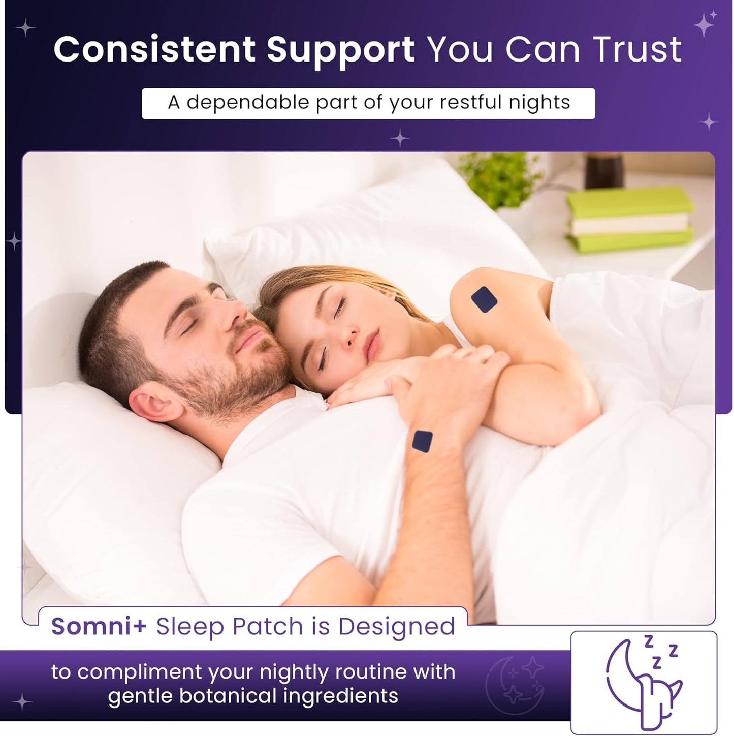 Somni+ Sleep Patches for Adults | Extra Strength Melatonin Sleep Patch | Natural, Drug-Free, Non-Habit Forming | Supports Restful Sleep | Long Lasting Effect | Wake Up Refreshed | 30 Sleep Patches