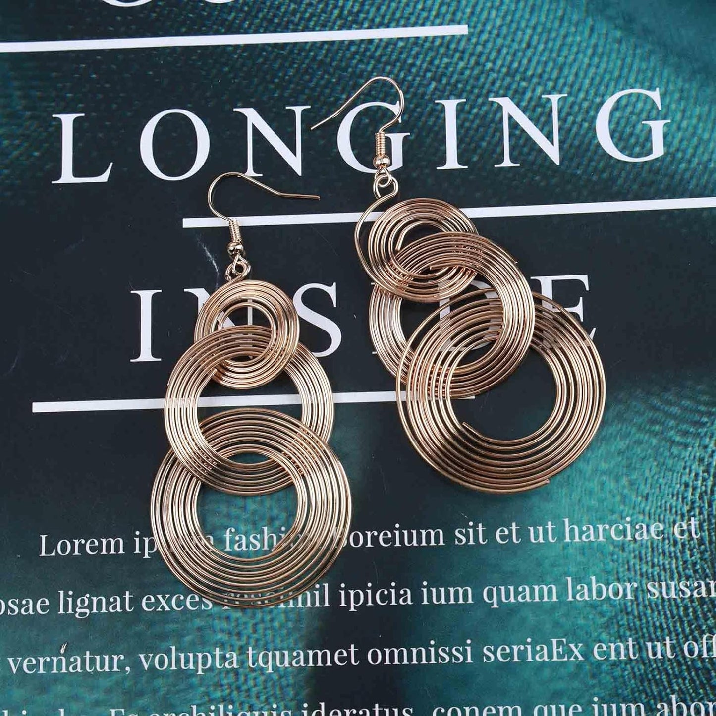 Punk Exaggerated Circle Drop Earring Long Circle Hoop Earrings Swirl Circle Earrings Gold Large Hollow Circle Dangle Earrings Jewelry for Women