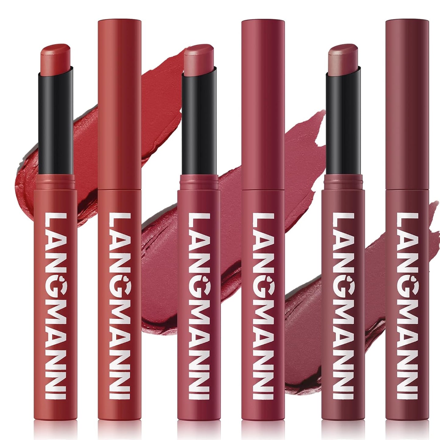 Jolilab 3Pcs Velvet Matte Lipstick Nude Matte Soft Dark Color Stick High Pigmented Long-Lasting Waterproof Lip Stick Lip Balm Beauty Cosmetics Gift for Girls and Women(10#+11#+12#