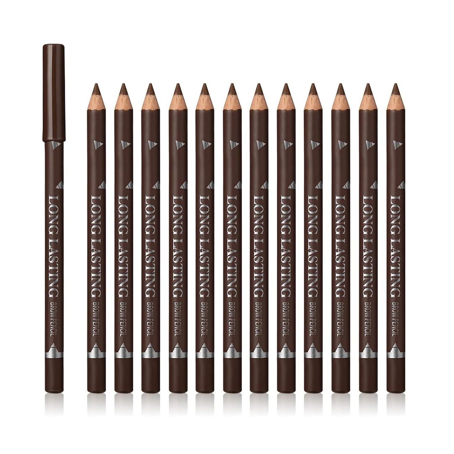 12 Pcs Brown Eyebrow Pencil Eyeliner Makeup,Soft Textured,Easy to Color,Long Lasting,Waterproof Eyebrow Pen for Fills in Sparse Areas and Gaps,Create a Natural Eye Brow