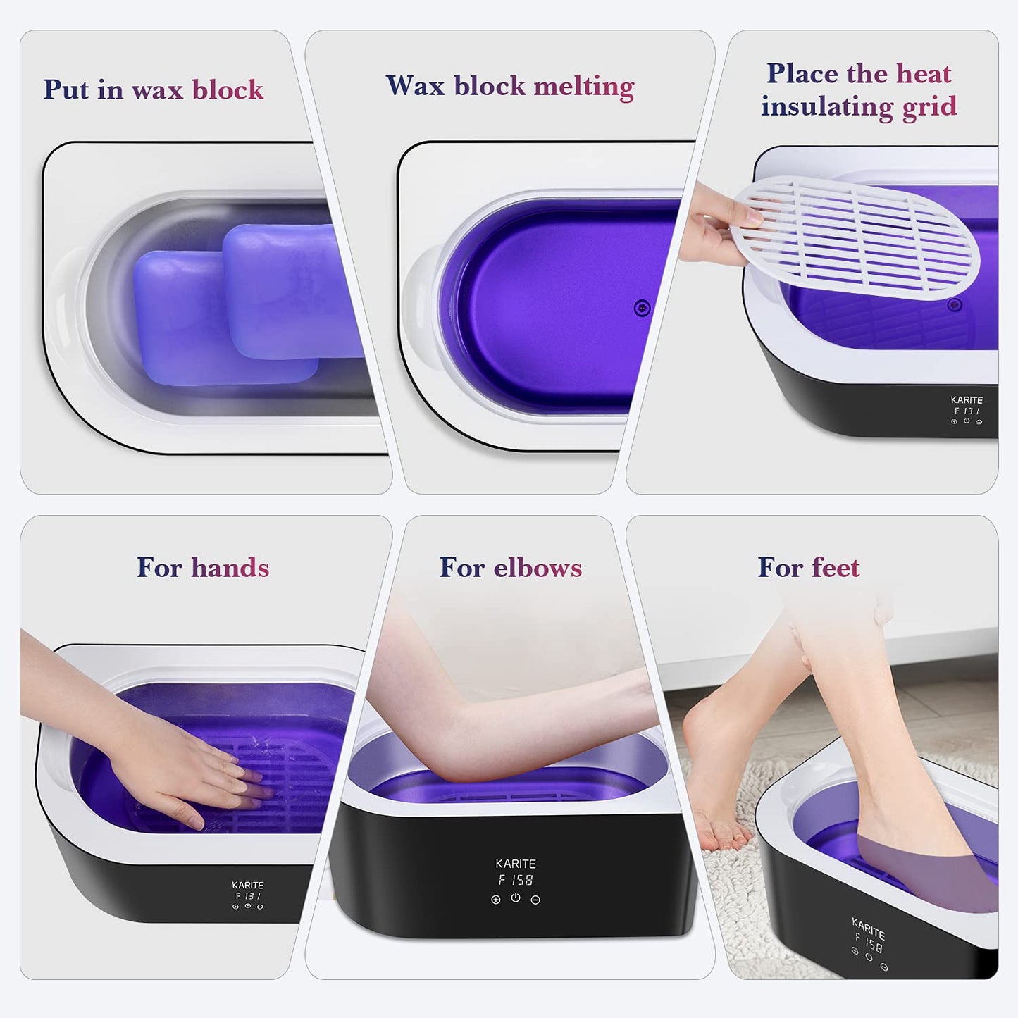 KARITE Paraffin Wax Refills, 20 Pack Lavender Scented Paraffin Wax Beads Blocks for Paraffin Bath, Paraffin Wax Machine Refills for Hand Feet Dry Skin,Rrelieves muscle fatigue, Hydration and nourish