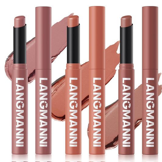 Jolilab 3Pcs Velvet Matte Lipstick Nude Matte Soft Dark Color Stick High Pigmented Long-Lasting Waterproof Lip Stick Lip Balm Beauty Cosmetics Gift for Girls and Women(04#+05#+06#