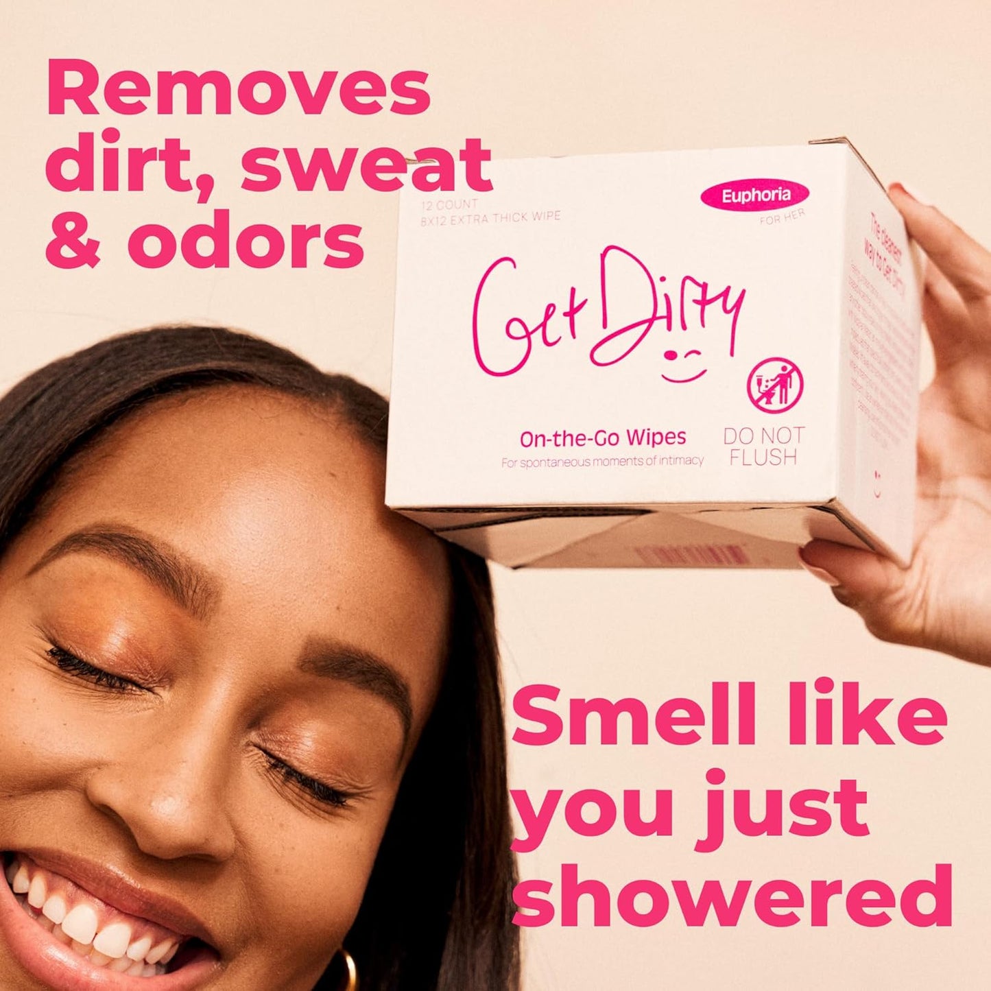 GetDirty - Wet Wipes (Womens) Extra Large & Durable Towelette: Micellar Foam Technology - That Truly Eliminates Odors - Individually Packaged for On-The-Go Conveniance (1 case of 12 wipes)