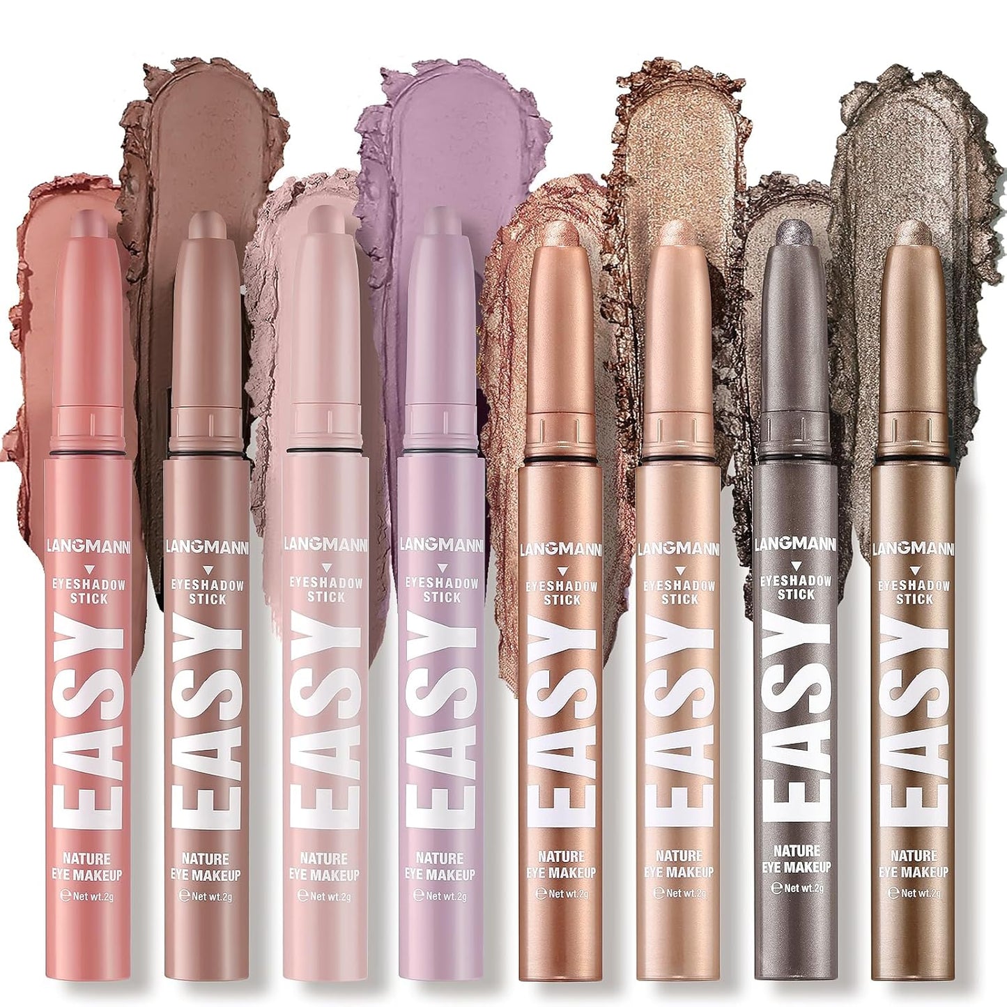 Jolilab Eyeshadow Stick Set, 8 Colors Matte Professional Bright-Colored Contouring and Highlight Eyeshadow Stick, Cream Waterproof Long Lasting High Pigmented Eye Shadow. (8, Set G)