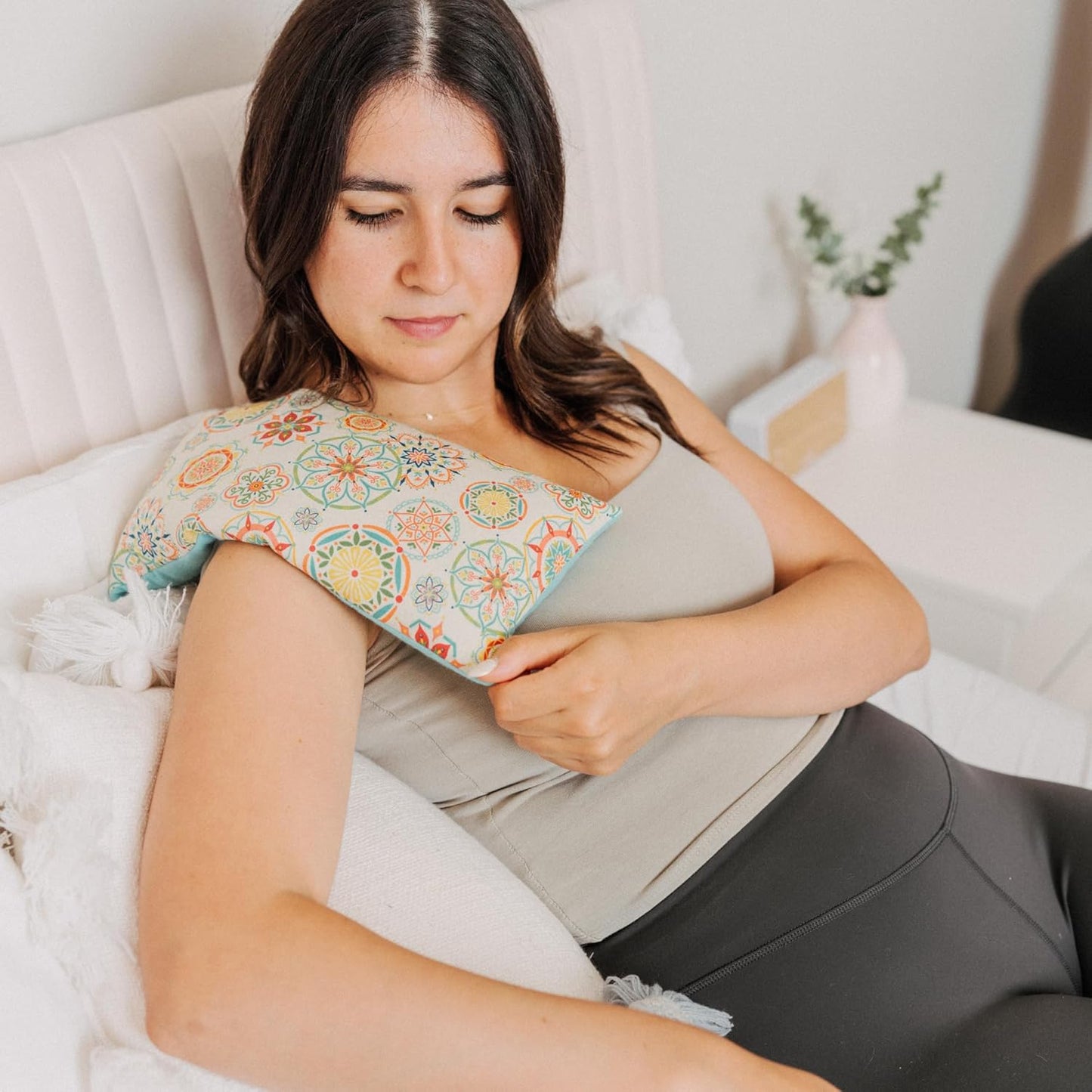 Microwave Heating Pad Filled With Flax Seed and Choice of Dried Herbs, Herbal Cold Pack, Good Size for Back Pain and Cramps, Hot and Cold Therapy, 6" x 12" (Yellow Hedgehog, Lavender & Peppermint)