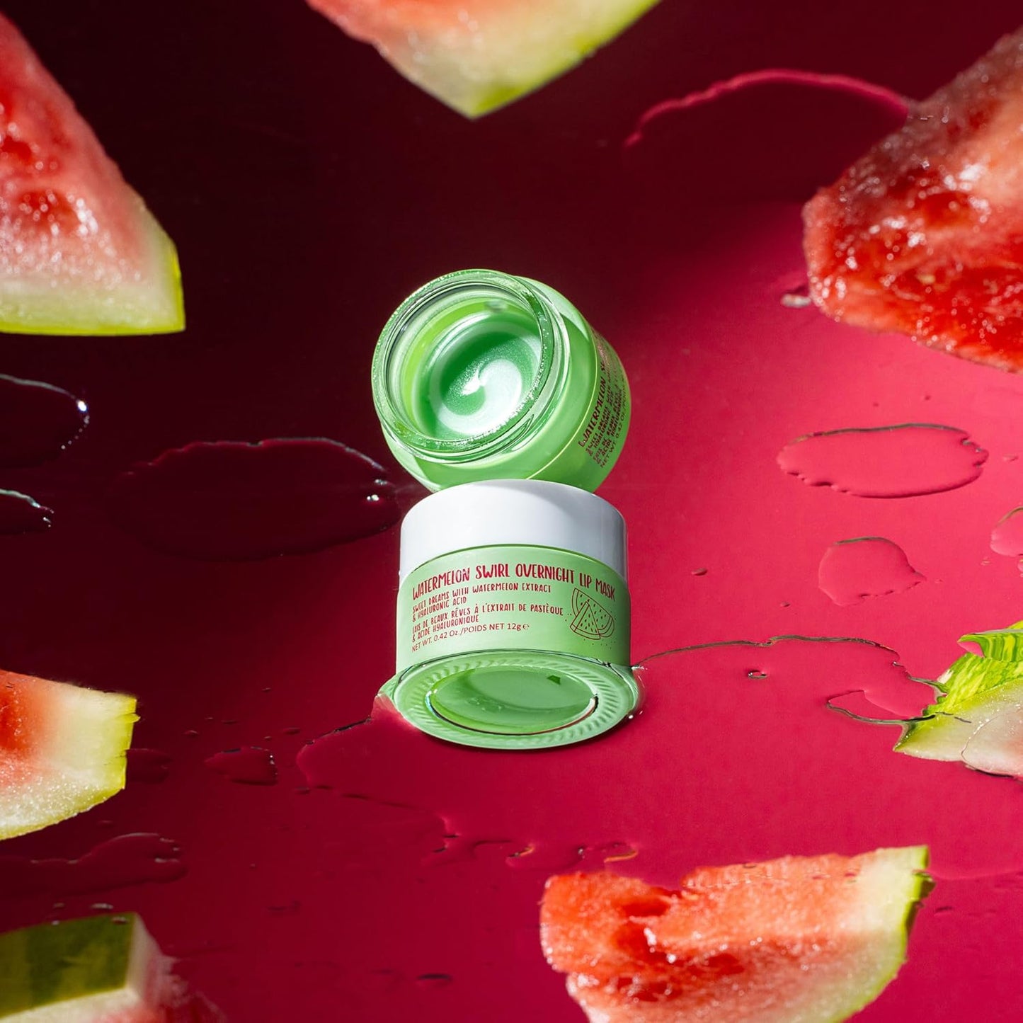 W7 Sweet Dreams Overnight Watermelon Swirl Lip Mask - Watermelon Fruit Extract & Hyaluronic Acid - For Hydrated, Full Looking & Irresistible Lips