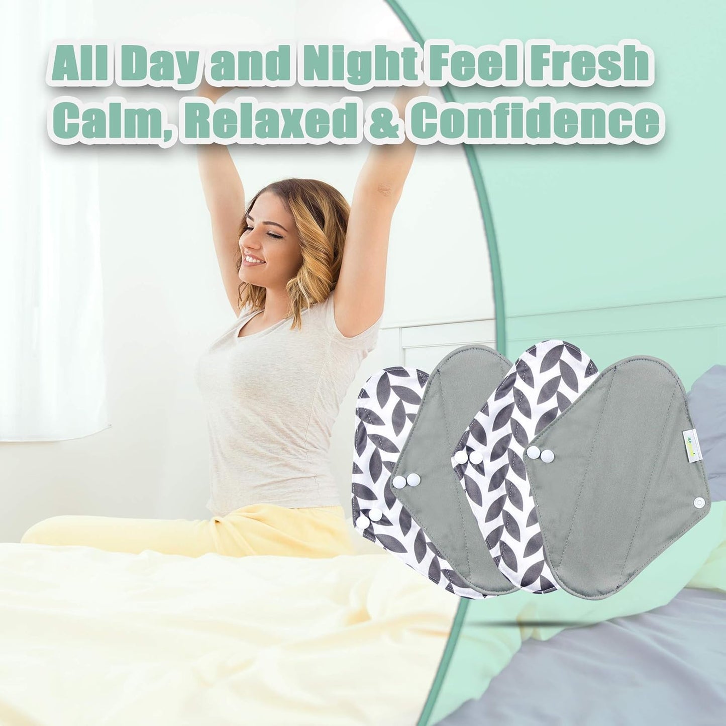 wegreeco Reusable Menstrual Pads - Reusable Sanitary Pads | Reusable Panty Liners | Soft Cloth Menstrual Pads - 6 Pack with 1 Cloth Mini Wet Bag (Small, Luxury)