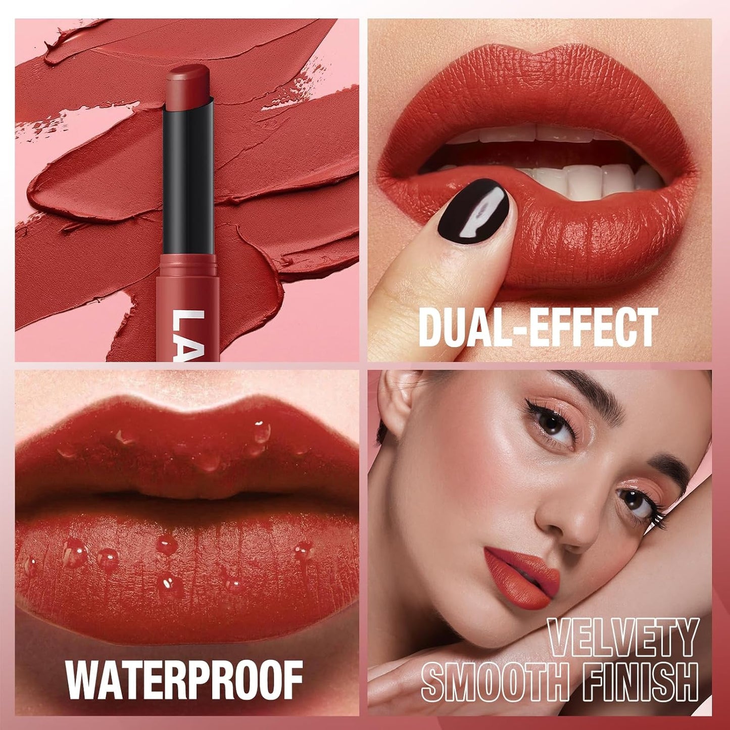 Jolilab 3Pcs Velvet Matte Lipstick Nude Matte Soft Dark Color Stick High Pigmented Long-Lasting Waterproof Lip Stick Lip Balm Beauty Cosmetics Gift for Girls and Women(04#+05#+06#