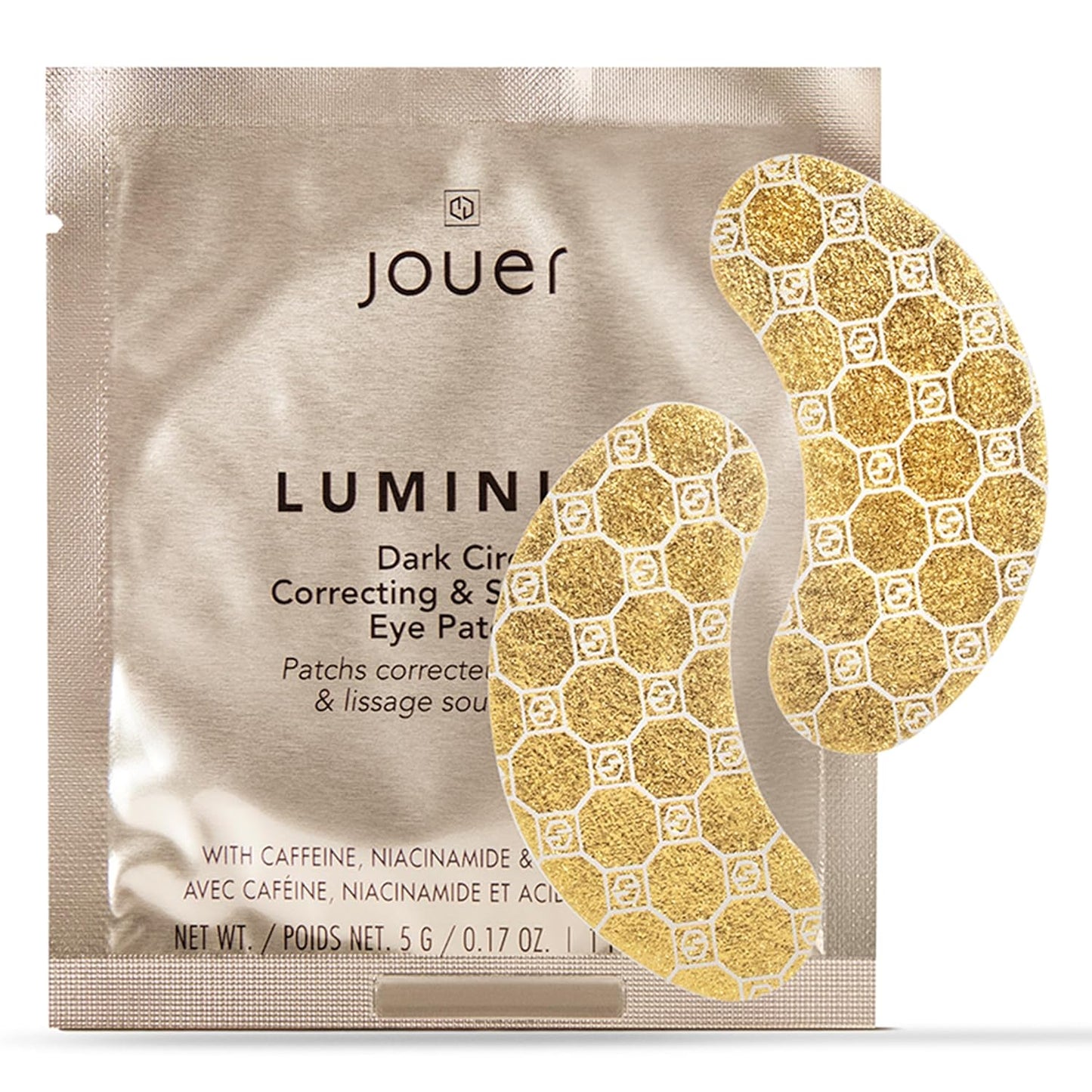 Jouer Luminize Dark Circle Correcting & Smoothing Eye Patches, Caffeine Eye Patches for Dark Circles and Puffiness, Under Eye Mask Patches for Wrinkles (Pack of 1)