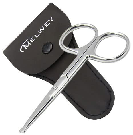 Rounded Stainless Steel Facial Hair Scissors – Safety Scissors for Nose Hair, Eyebrows, Eyelashes, Mustache, Beard, and Baby Nails