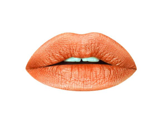 Aromi Burnt Pumpkin Metallic Liquid Lipstick | Orange Gold Lip Color with Shimmery Finish, Vegan, Cruelty-free, Long-lasting, Waterproof (Chewy Apricot)