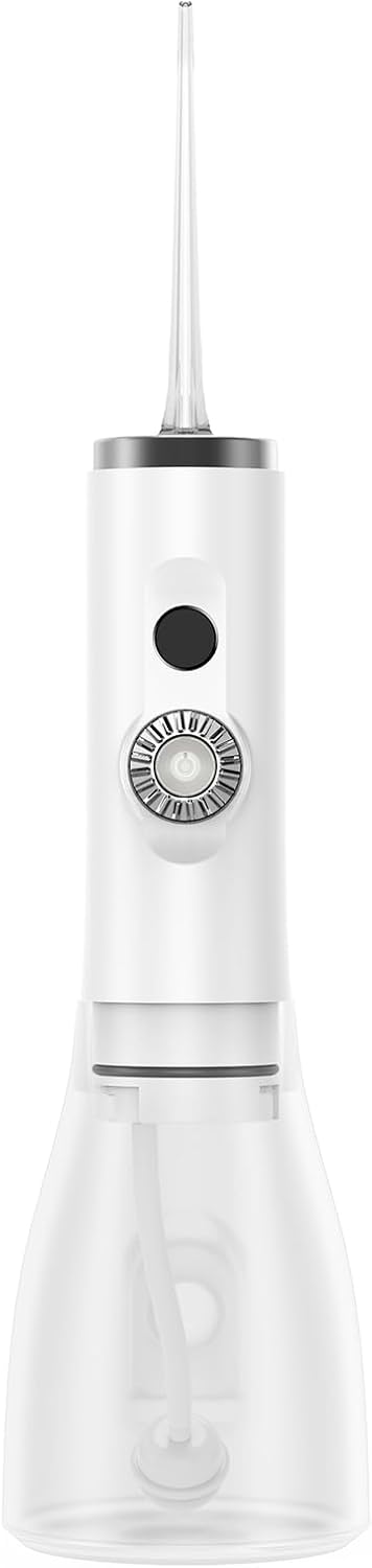 Water Dental Flosser Teeth Pick: 100 Modes Portable Cordless Oral Irrigator 300 ML Rechargeable Water Flosser IPX7 Waterproof Powerful Battery for Home Travel - White