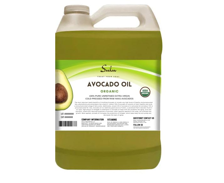 4 LBS/64 FL.OZ Certified Organic Unrefined Extra Virgin Raw Avocado Oil