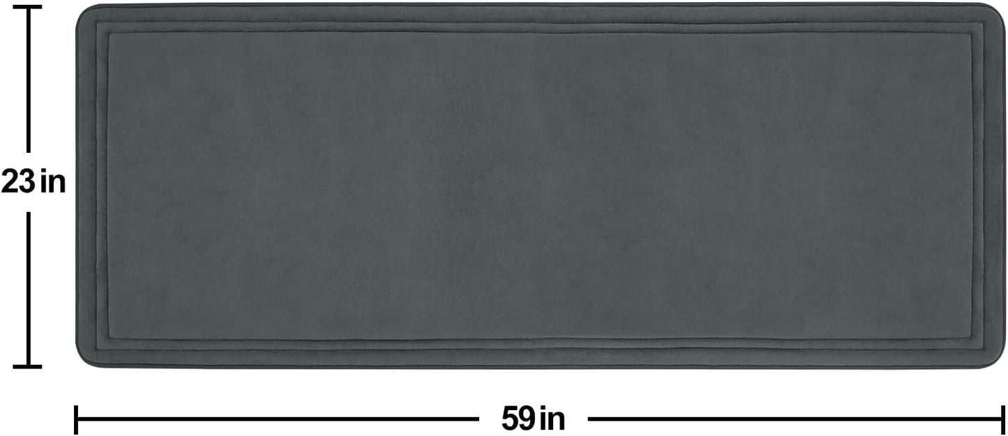 ITSOFT Memory Foam Bath Mat 59x23, Non Slip, Machine Washable, Quick Dry & Absorbent Rugs, Bath Mats for Bathroom Floor, Tub & Shower, Bathroom Rug, Charcoal Gray