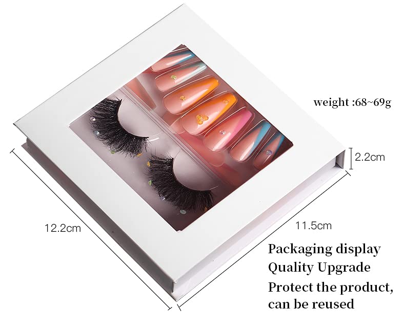 HBZGTLAD 3 in1 color eyeline Press On Nail with Eyelash Packing Boxes Set Package Pink White DIY Lashes and Nail Suit Box 1set… (SET-60)
