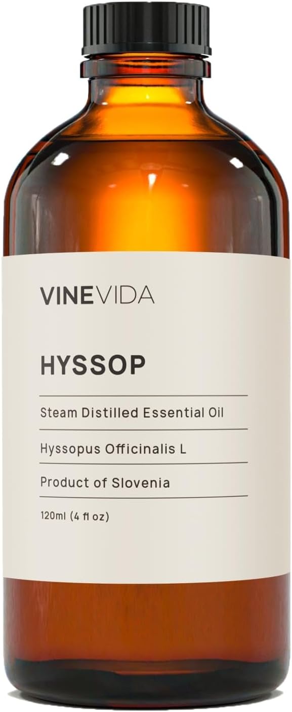 VINEVIDA Hyssop Essential Oil - Undiluted Hyssop Oil - Hyssop Candle Oil Scent - DIY Candle Scents for Candlemaking - Bulk Essential Oil for Soap Making Safe for Skin, 4.0 Fl Oz