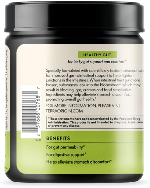 Healthy Gut Green Apple | 30-Servings with L-Glutamine, Zinc, Glucosamine, Slippery Elm Bark, Marshmallow Root and More!