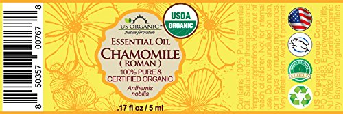 US Organic 100% Pure Chamomile (Roman) Essential Oil - USDA Certified Organic, Steam Distilled - W/Euro Dropper (More Size Variations Available) (5 ml)