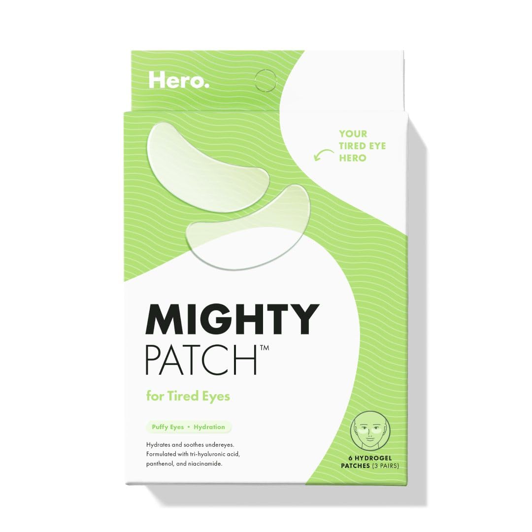 Hero Cosmetics Mighty Patch™ for Tired Eyes Patches - Soothing Hydrogel Patches - Awakens and Visibly De-puffs Undereyes with Multiple Applications (6 Count)