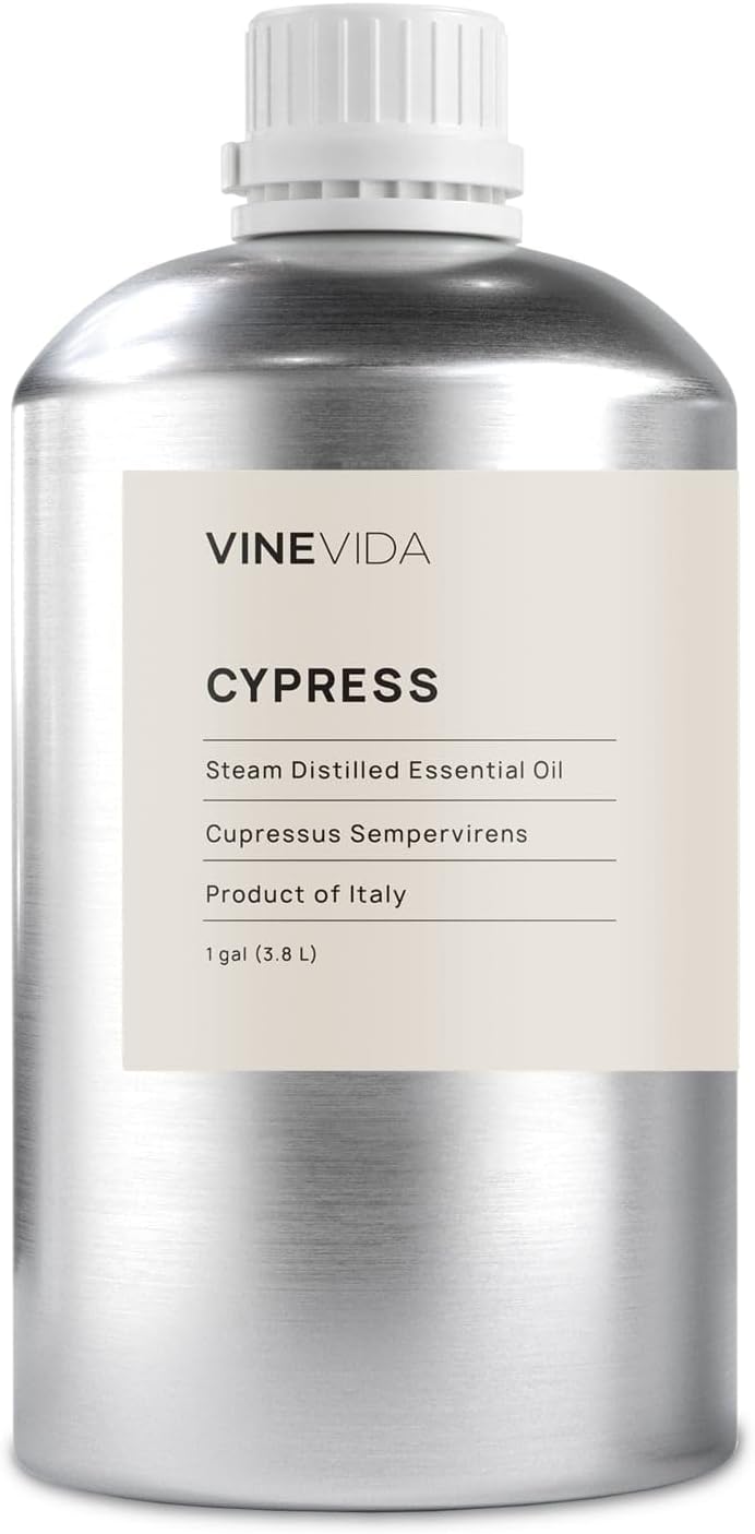 VINEVIDA Cypress Essential Oil - Gallon Cypress Oil Undiluted - Bulk Gallon Essential Oil for Soap Making Safe for Skin - DIY Candle Scents for Candlemaking Scents - 8 lbs Cypress Oil