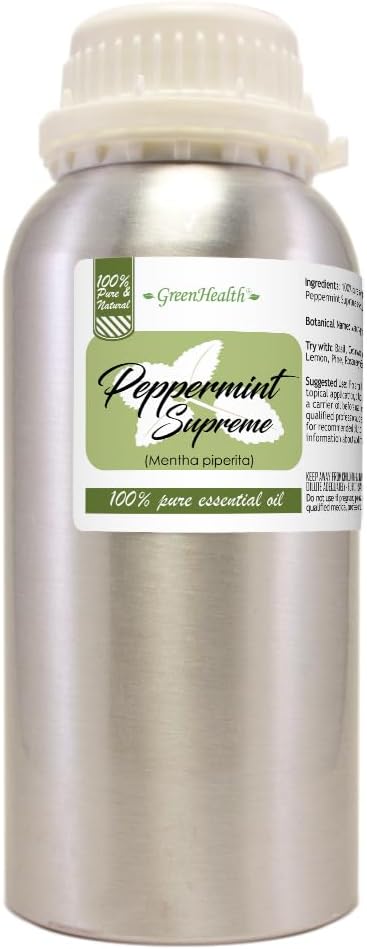 16 fl oz - Peppermint Essential Oil (Mentha piperita) - 100% Pure & Uncut - Aluminum Bottle - GreenHealth