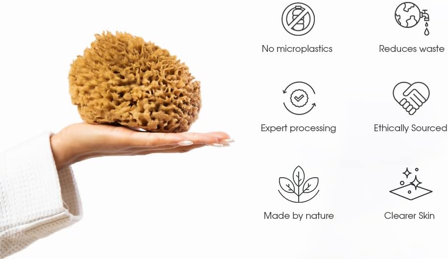 Naroa Soft Natural Sponge X Large | Gentle Sea Loofah for Bathing Smooth Skin | Unbleached Shower Body Scrubber Puff | Bath & Spa