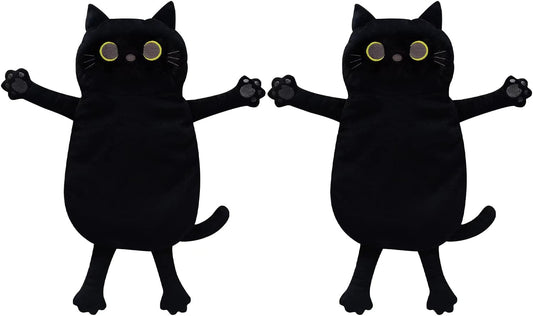 2PCS Microwave Heating Pads for Cramps Pain Relief, 17 * 9" Moist Microwavable Period Menstrual Heat Packs for Cramps, Back, Neck, Shoulder, Abdomen, Black Cat