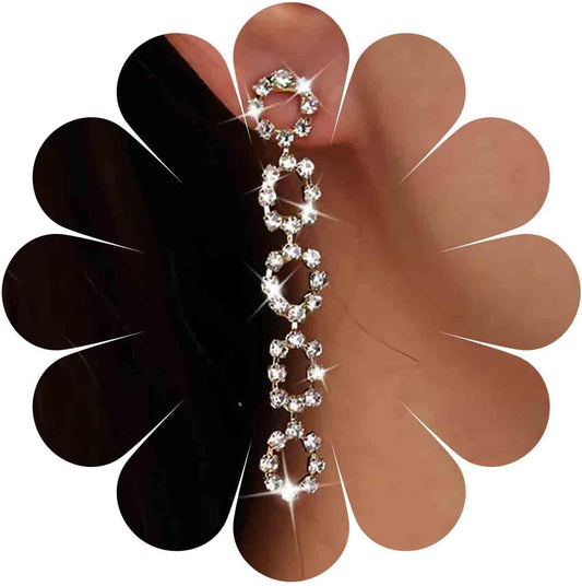 Vintage Crystal Square Drop Earrings Long Rhinestone Tassel Earrings Gold Hollow Square Dangle Earrings Sparkly Cz Bridal Stud Earrings Jewelry for Women