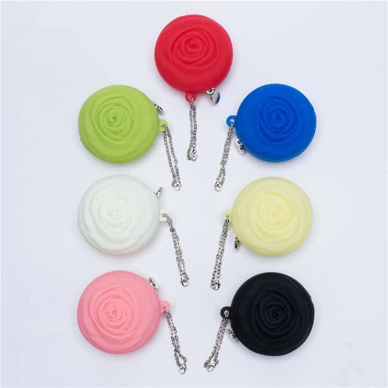 Menstrual Period Cup Case Storage Bag | Rose Design + Silicon Material | Easy to Carry, Clean, and use | Metal Chain Attached | Multi-use for Any Small Items - Blue