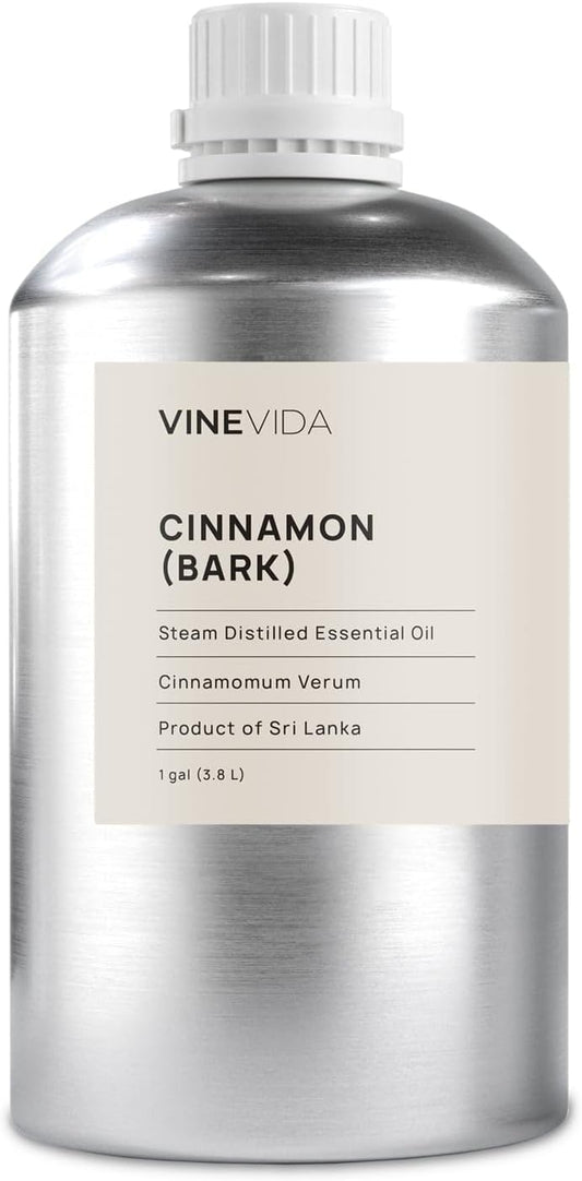 VINEVIDA Cinnamon Bark Essential Oil - Gallon Undiluted for Soap Making, Skin Safe - DIY Candle Scents for Candlemaking - 8 lbs Bulk Oil