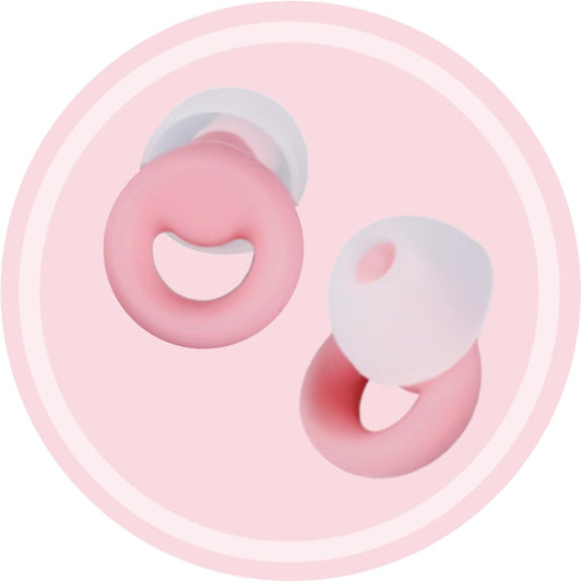 30dB Noise Cancelling Ear Plugs for Sleeping - Reusable Silicone Earplugs for Adults & Kids, Soft Ear Protection for Snoring, Concerts, Lawn Mowing, Travel & Work (6 Ear Tips with Case, Pink)