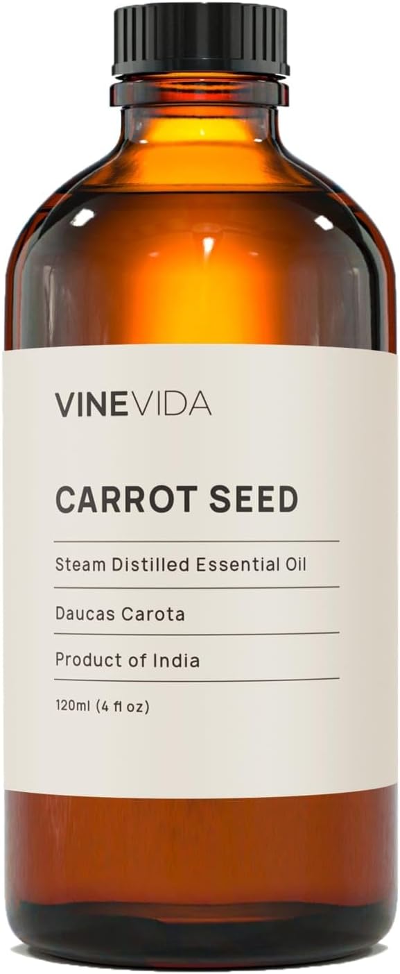 VINEVIDA Carrot Seed Essential Oil 4 oz - Undiluted Candle Scent DIY Scents for Candlemaking Bulk Soap Making Safe Skin, Pack of 1,4 Fl Oz,120 milliliters,7.18 Ounces