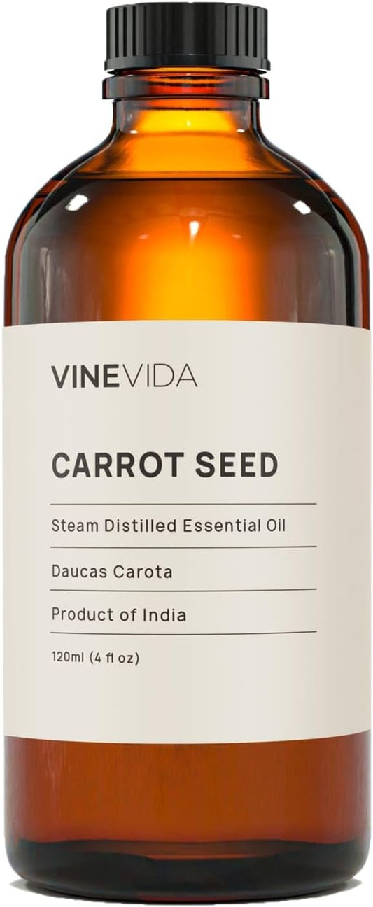 VINEVIDA Carrot Seed Essential Oil 4 oz - Undiluted Candle Scent DIY Scents for Candlemaking Bulk Soap Making Safe Skin, Pack of 1,4 Fl Oz,120 milliliters,7.18 Ounces