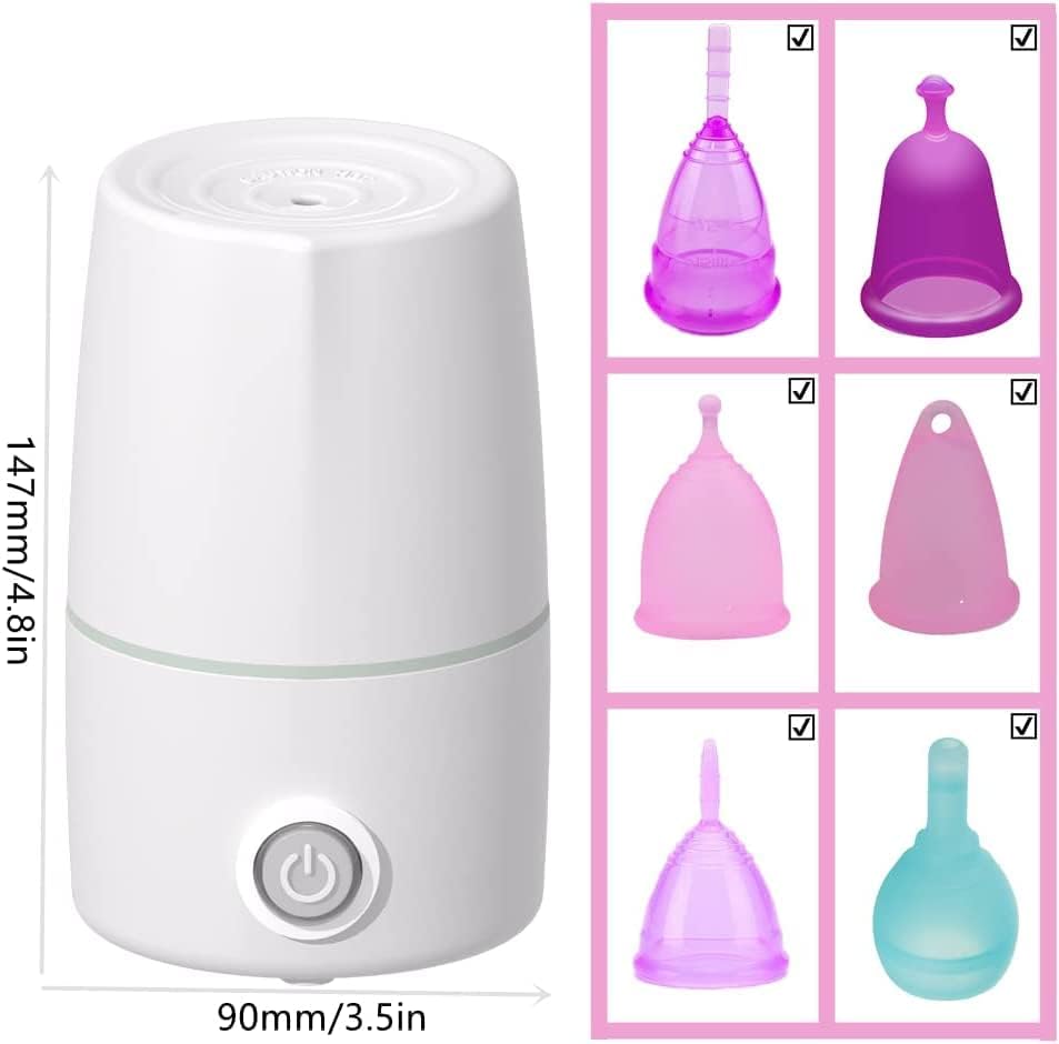 Menstrual Cup Sterilizer Period Cup Steamer Cleaner Machine High Temperature Wash Your Cup 99.9% Dirty 8 Minutes - Feminine Hygiene - Leak-Free (White Color)