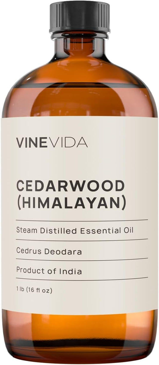 VINEVIDA Cedarwood Himalayan Essential Oil 16 oz - Undiluted Cedarwood Oil 16 oz - Cedarwood Candle Oil Scent - DIY Candle Scents for Candlemaking - Bulk Essential Oil for Soap Making Safe for Skin