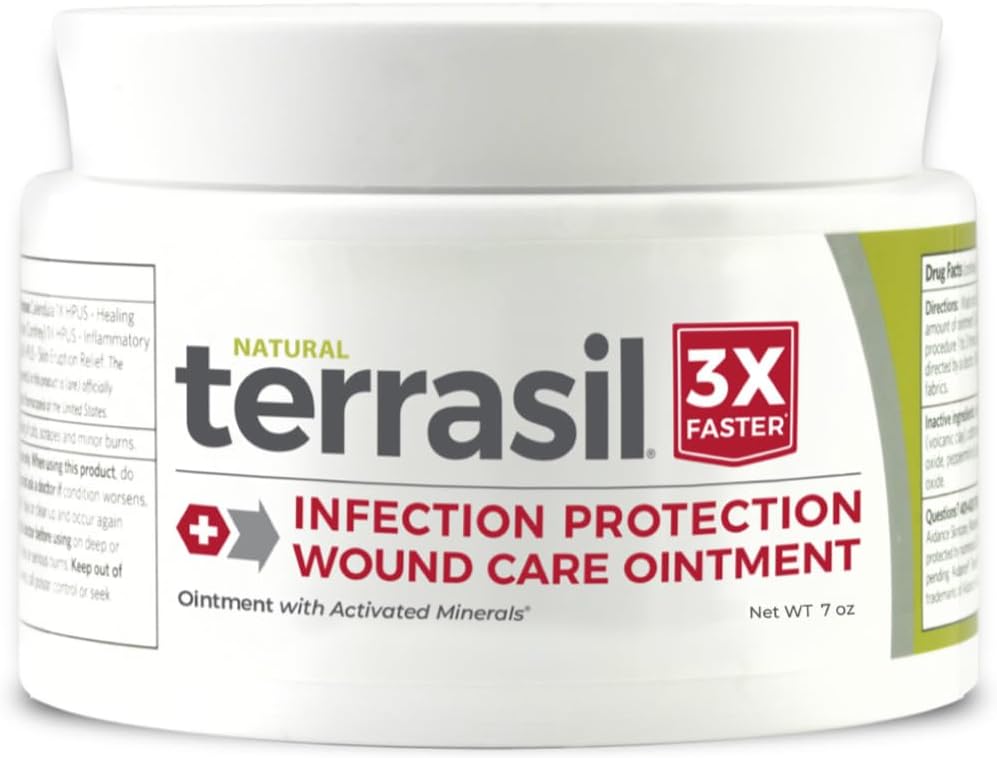 terrasil Wound Care 3X - Wound Healing Ointment, Relief from Bed Sores, Pressure Sores, Ulcers, Blisters, Cuts, Scrapes, & Burns - Hypoallergenic Approved (7 oz)