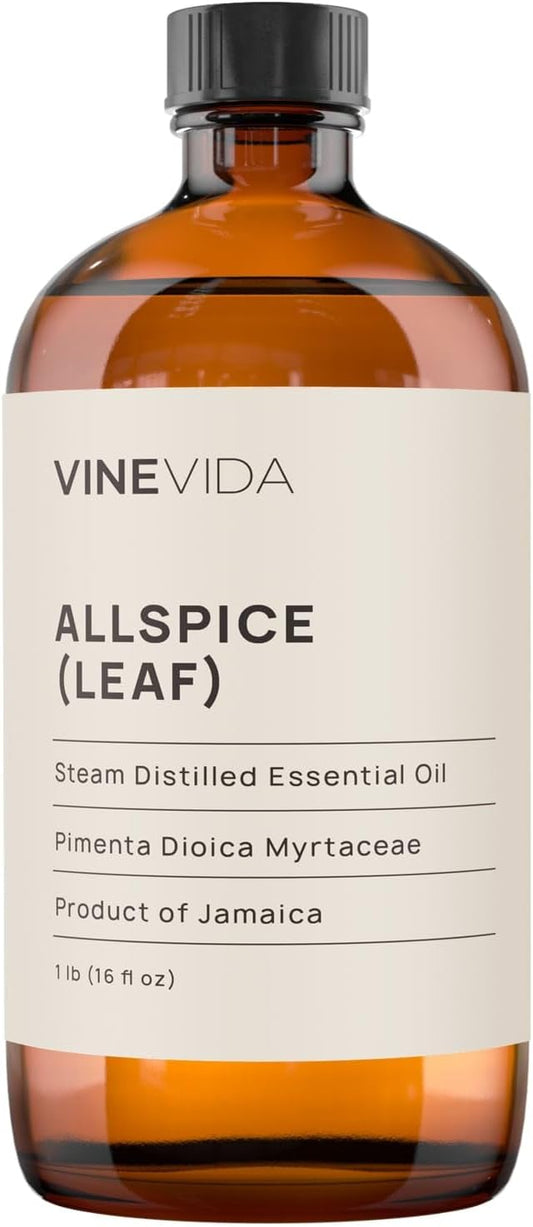 VINEVIDA Allspice (Leaf) Essential Oil 16 oz - Undiluted Allspice (Leaf) Oil 16 oz - Allspice (Leaf) Candle Oil Scent - DIY Candle Scents for Candlemaking - Bulk Essential Oil for Soap Making