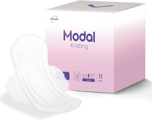 MODAL Pads for Women, Unscented Daily Thin Sanitary Pads for Period with Wings, 11.4 Inch(290 mm), Large, 12 Count