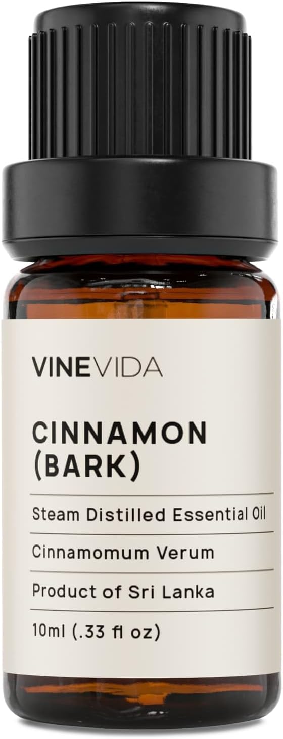 VINEVIDA Cinnamon Bark Essential Oil - Undiluted Cinnamon Oil - Candle Oil Scent - DIY Candle Scents - 10 mL for Soap Making & Skin Safe