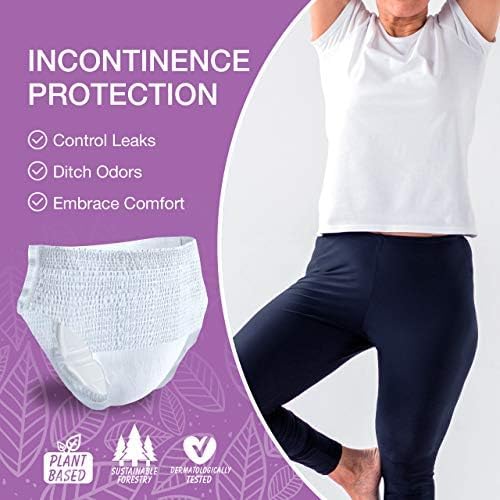 Veeda Natural Adult Incontinence Underwear for Women - Postpartum Underwear for Bladder Leakage Protection - Disposable Underwear with Maximum Absorbency - Large Size - 24 Count