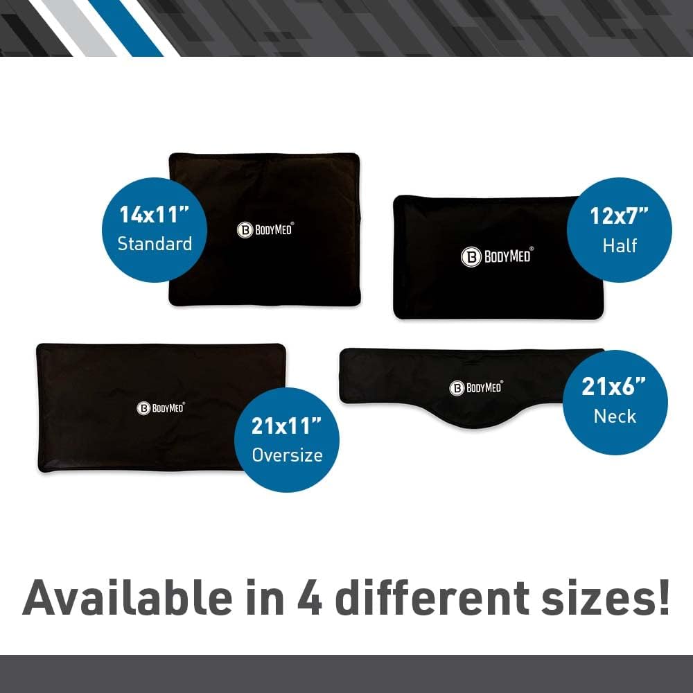 BodyMed Reusable Gel Ice Pack Cold Compress (2-Pack) for Back, Shoulder, Neck, & Knee - Professional Grade Cold Therapy for Injuries, Aches, Swelling, Bruises, Sprains - 14 in. x 11 in. (Standard)